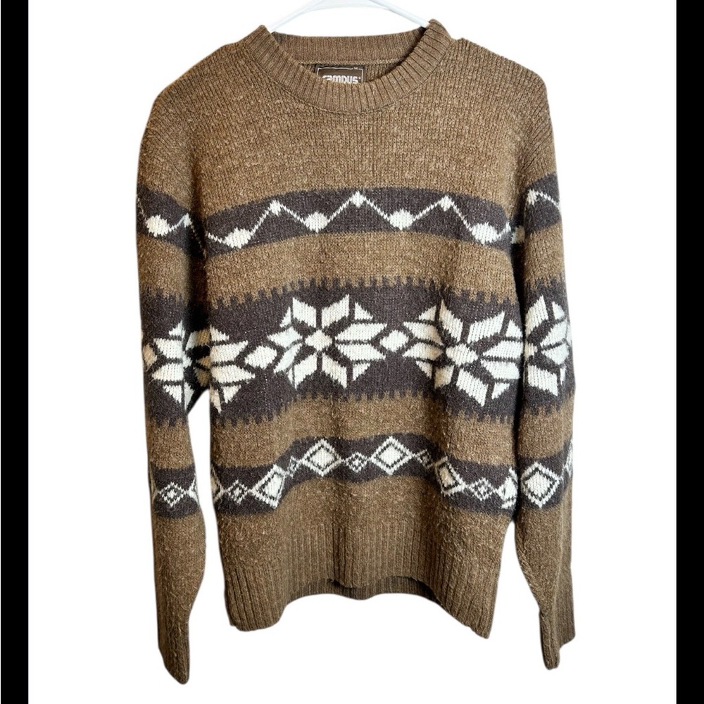 Vintage Brown Fair Isle Campus Sweater Made In USA Men’s Size Medium